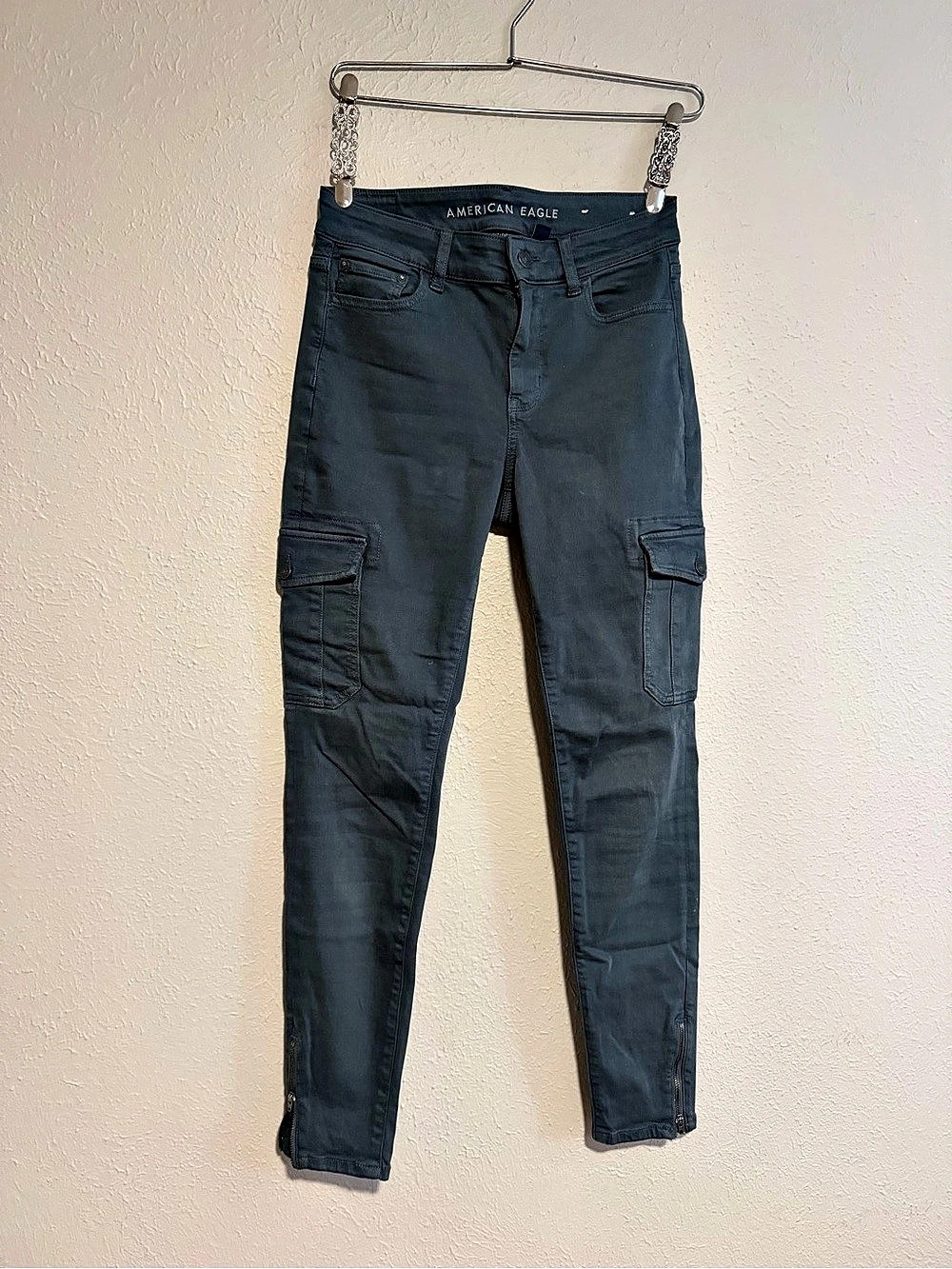 American Eagle teal High-Rise Cargo Jeggings